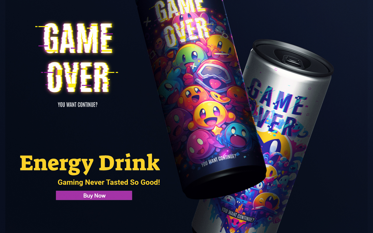 GAME OVER energy drink website design preview